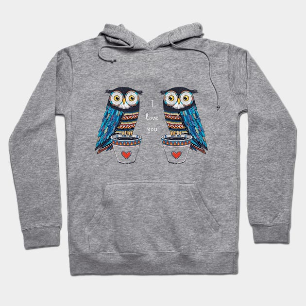 Cute owl couple in chalk hand drawn style Hoodie by Rohan Dahotre